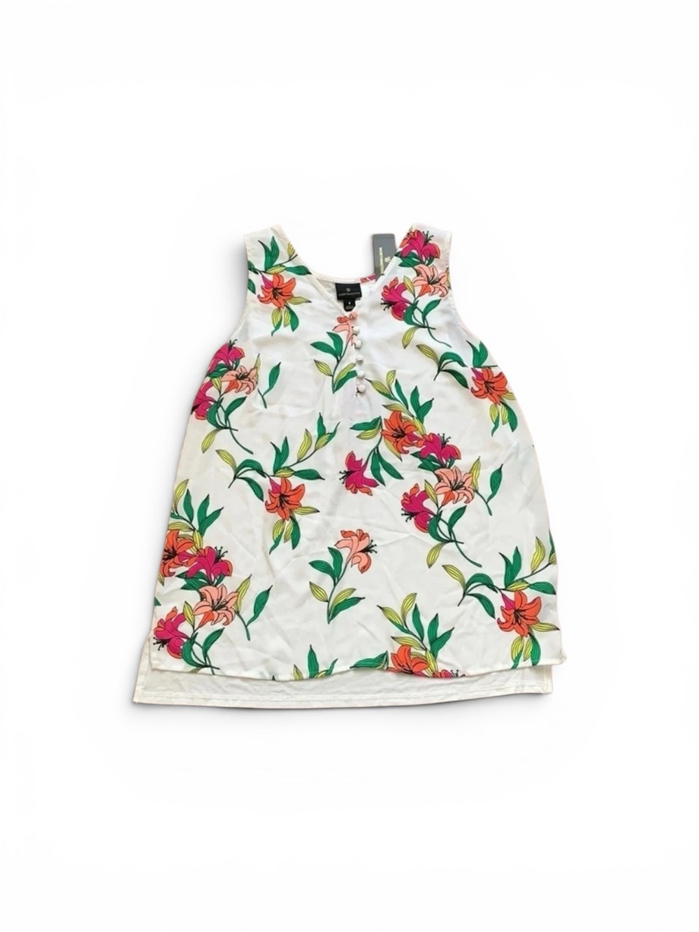 Worthington Women’s Tank Top Sleeveless Blouse Suma Floral White Sz S NWT